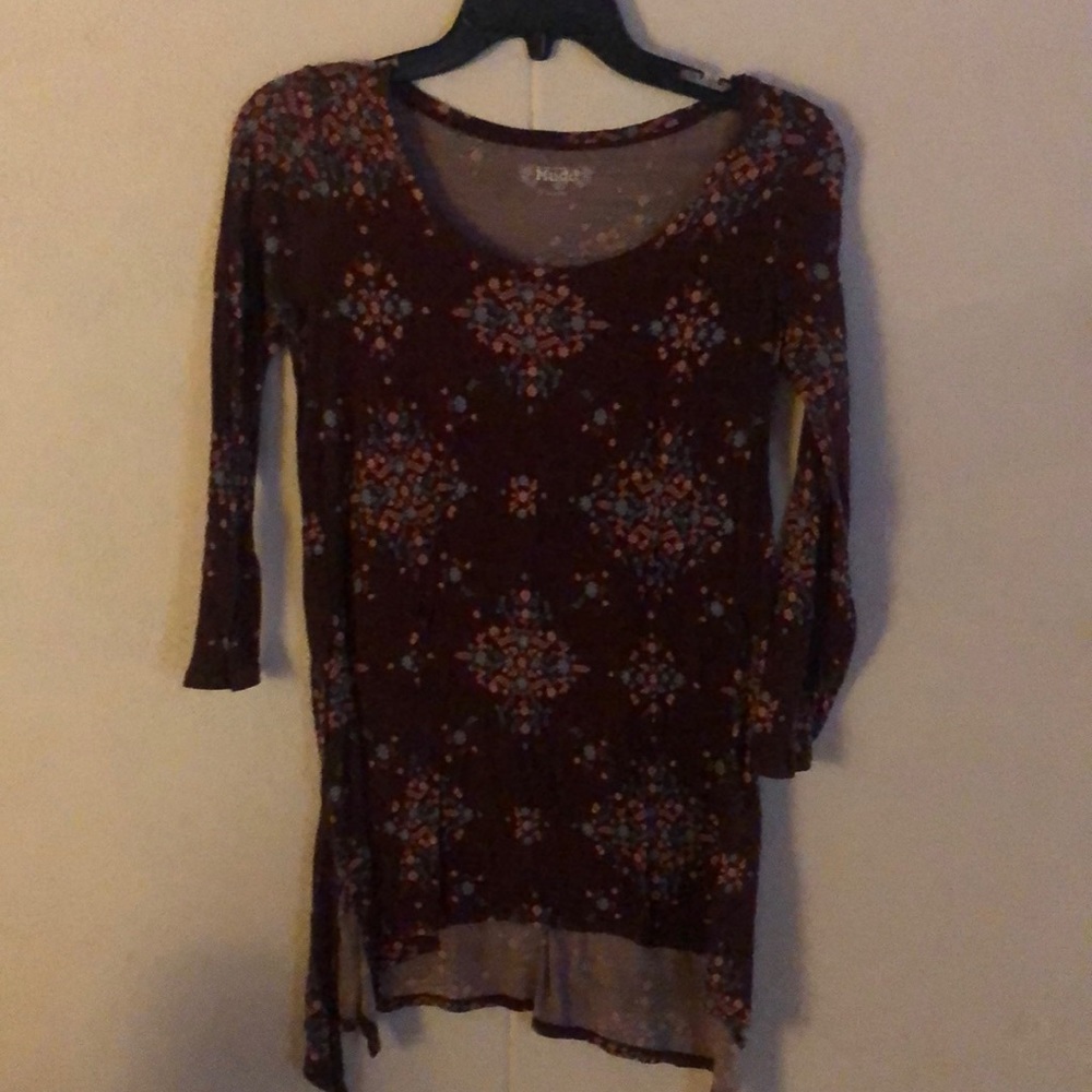 Mudd Long Sleeve Printed Floral Shirt